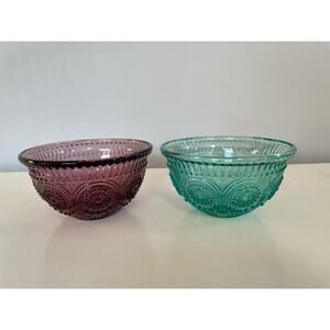 The Pioneer Woman 5" Adeline Embossed Glass Dessert Bowl ~ Plum Purple Fancy